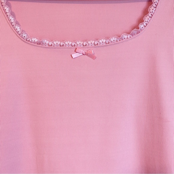 Light Pink Long Sleeve Crop Top Babydoll ribbed top -Size: XL - Picture 2 of 7